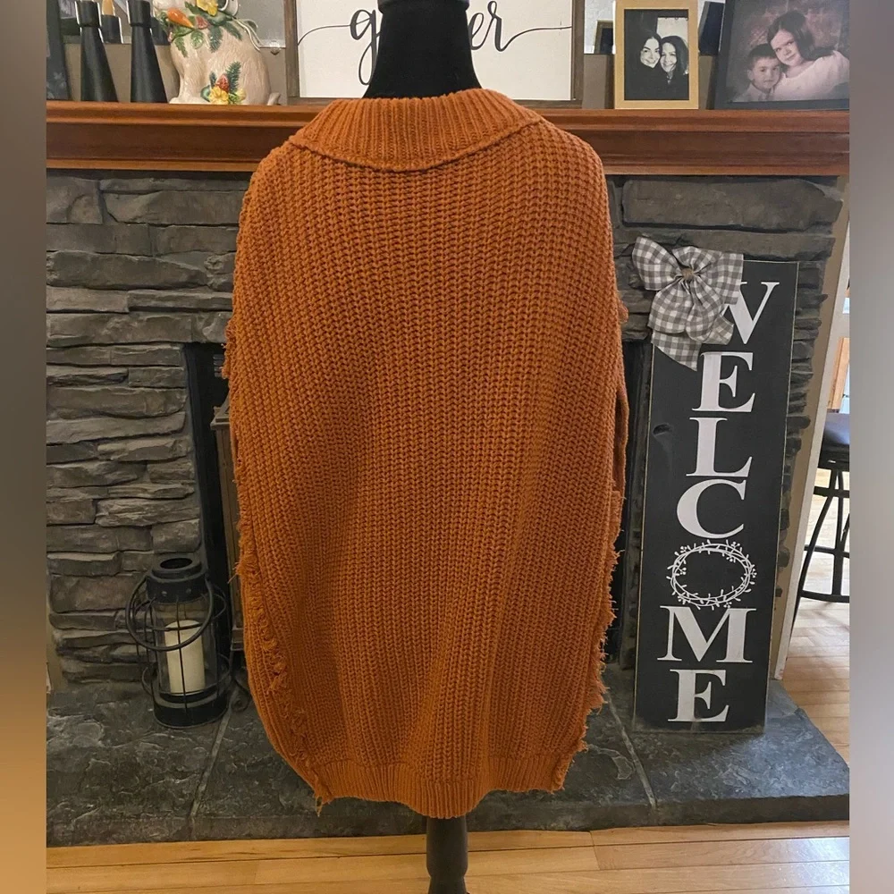 Free People Rust Clyde Oversized Sleeveless Sweater